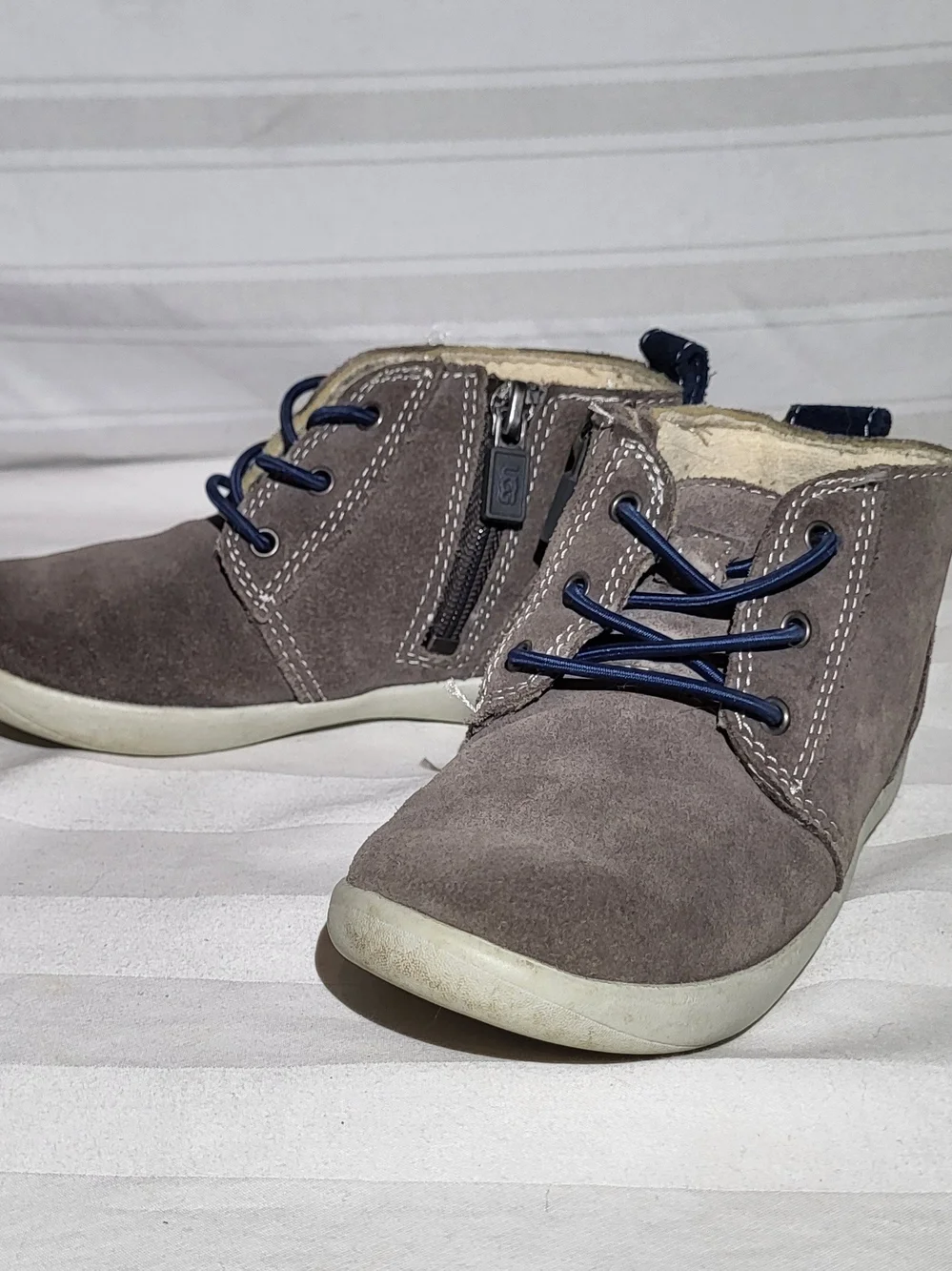UGG Kids' Grey Suede Casual Shoes with Navy Accents